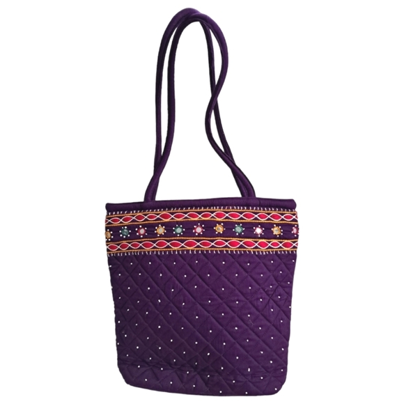 🪻BOGO🪻 New Handmade Quilted &‎ Embroidered Shoulder Bag (Purple) - Picture 1 of 13